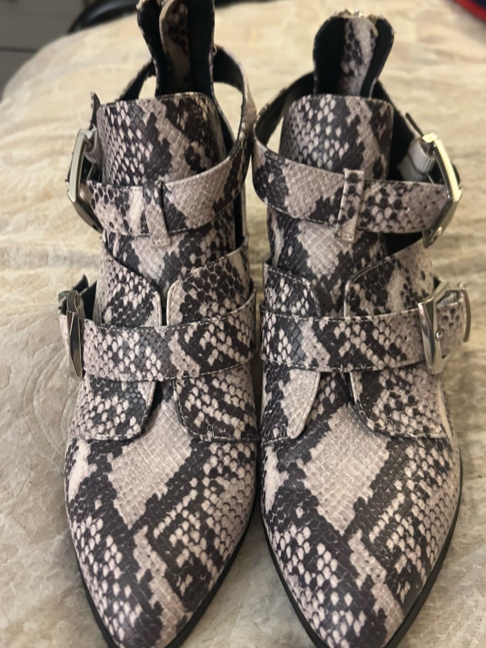 Steve Madden Snakeskin Cutout Buckle Ankle Booties